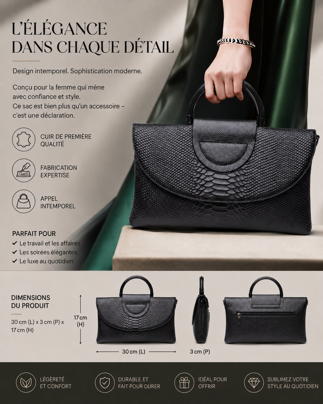 Pochette en Cuir Élégante pour Femme