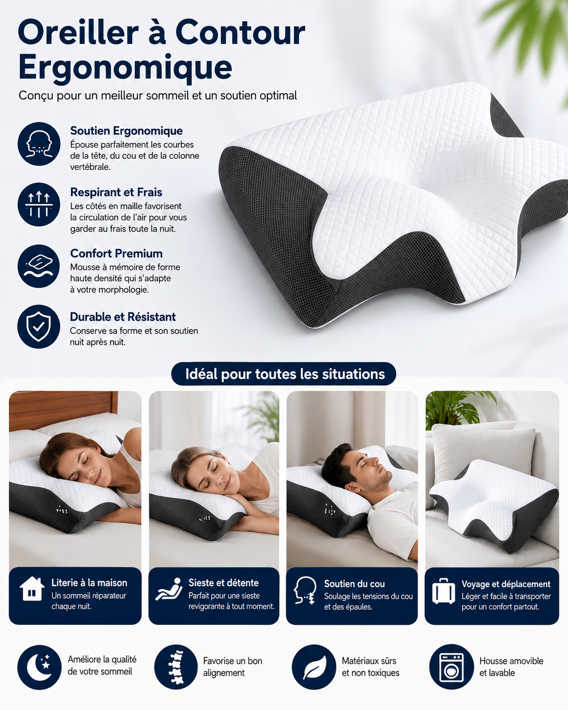 Oreiller Ergonomique Profilé