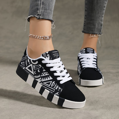 Baskets basses géométriques YAMEPP pour femmes – Décontractées et polyvalentes