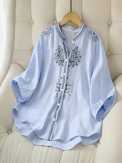 Aurora -Chemise brodée tendance à manches courtes