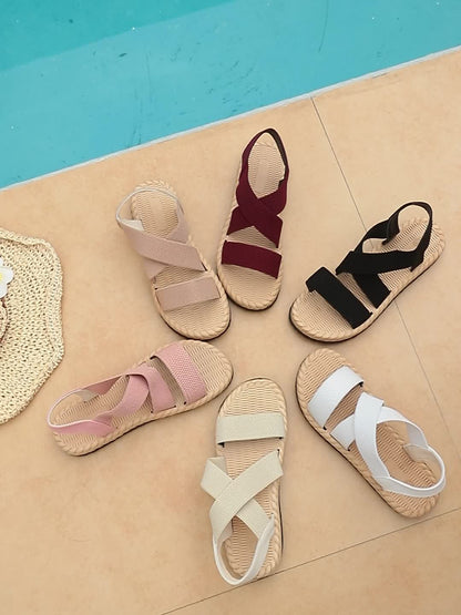 Sandales plates pour femmes à brides croisées – Confortables pour plein air et plage
