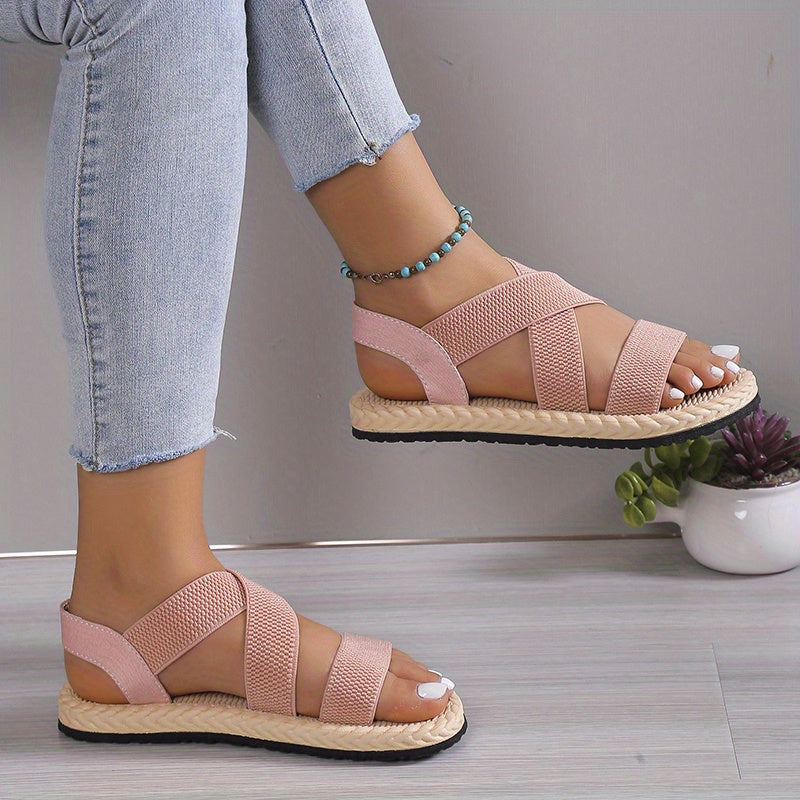 Sandales plates pour femmes à brides croisées – Confortables pour plein air et plage