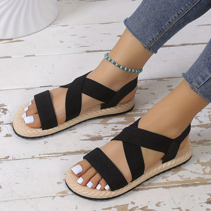 Sandales plates pour femmes à brides croisées – Confortables pour plein air et plage