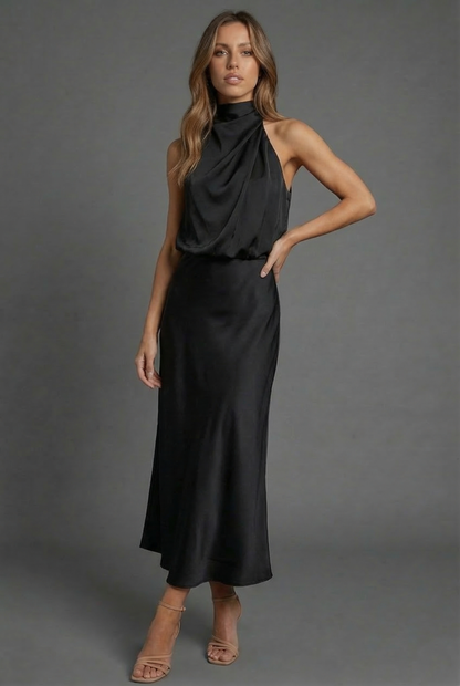 Élégance en satin à col licou pour toutes les occasions