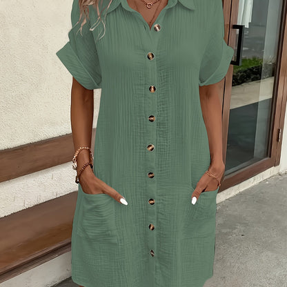 Atasha - Robe chemise unie à col à revers