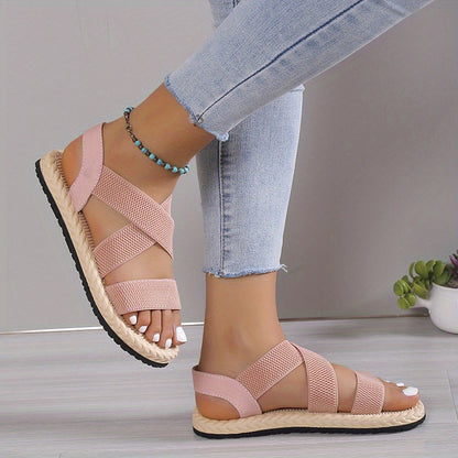 Sandales plates pour femmes à brides croisées – Confortables pour plein air et plage
