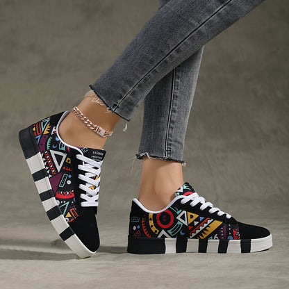Baskets basses géométriques YAMEPP pour femmes – Décontractées et polyvalentes