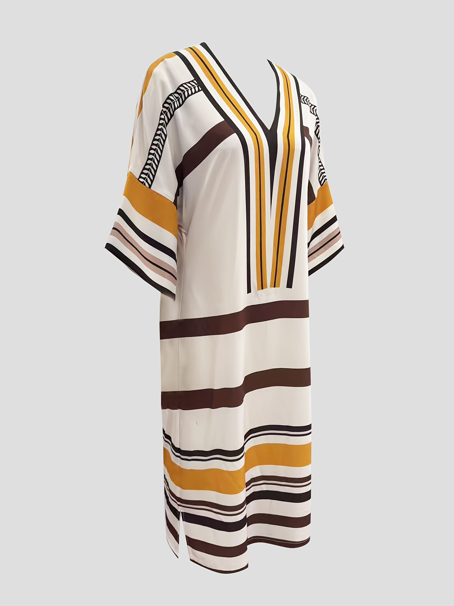 Chloé Robe d’Été Décontractée à Col V – Légère et Rayée