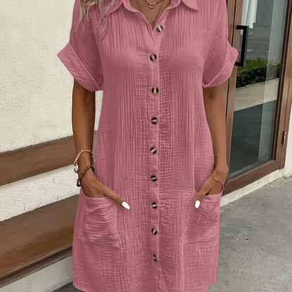 Atasha - Robe chemise unie à col à revers