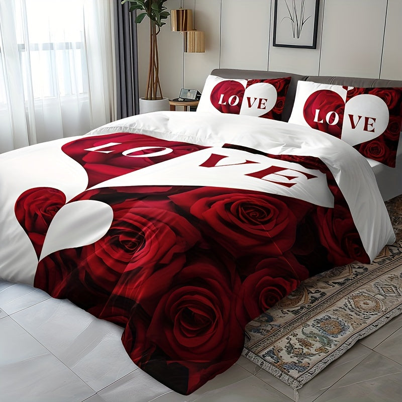 Ensemble de literie romantique 3 pièces – Housse de couette & taies d’oreiller