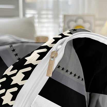 Parure de housse de couette à cœurs à carreaux noir et blanc (3 pièces)