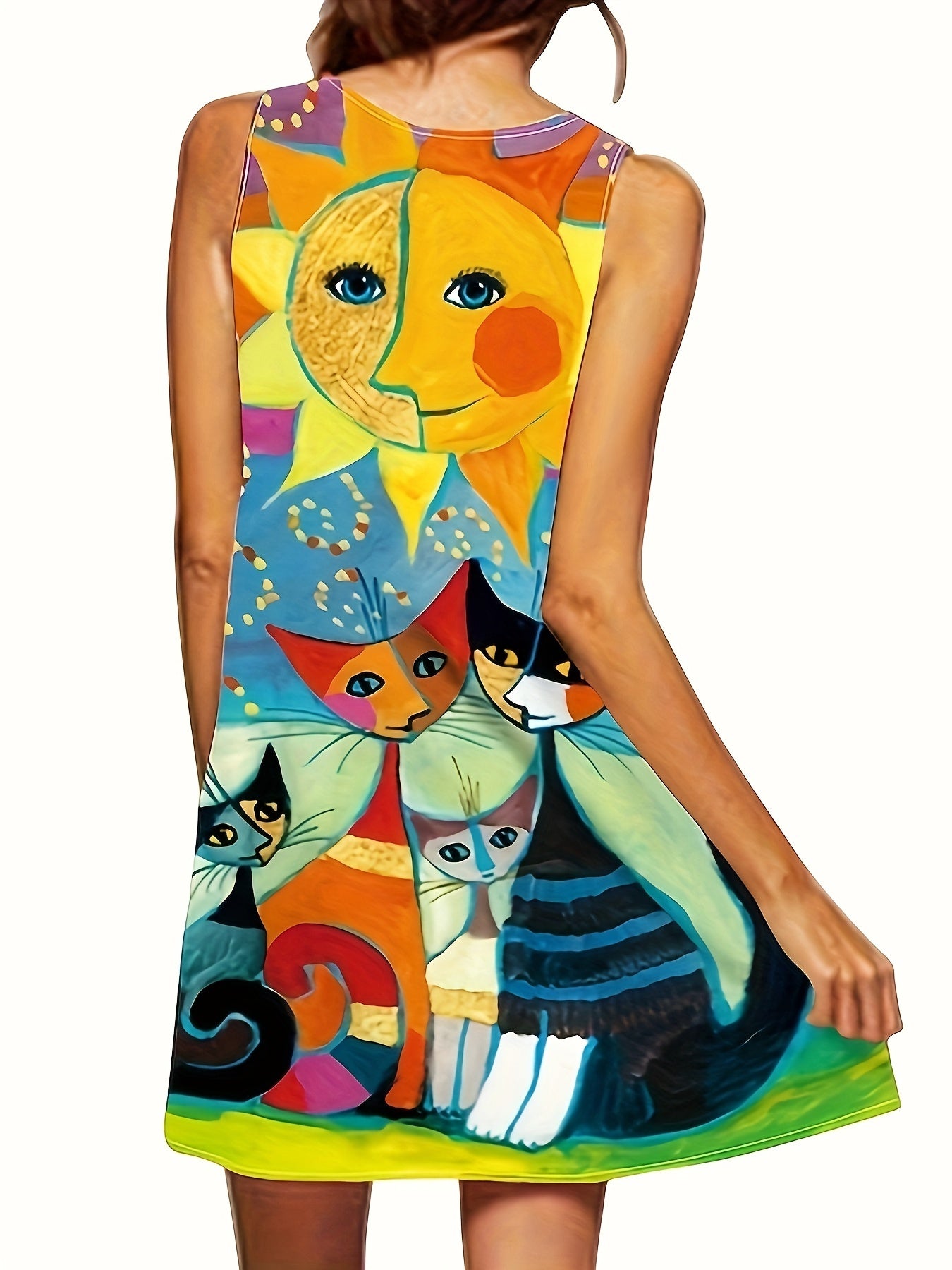 Robe Femme Sans Manches à Imprimé Sexy, Col V – Style Européen