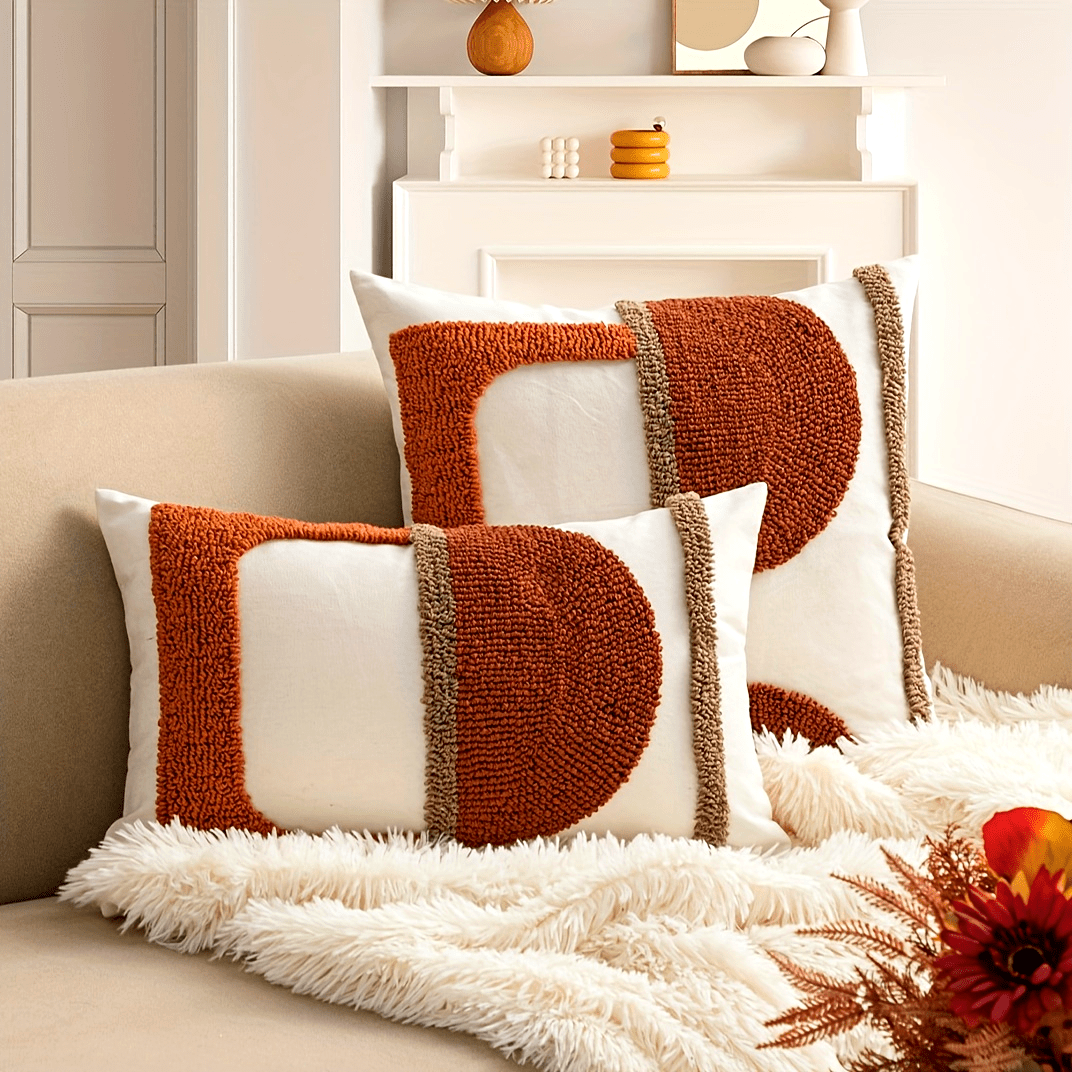 2 pièces : Housse de coussin velours géométrique abstraite avec rembourrage