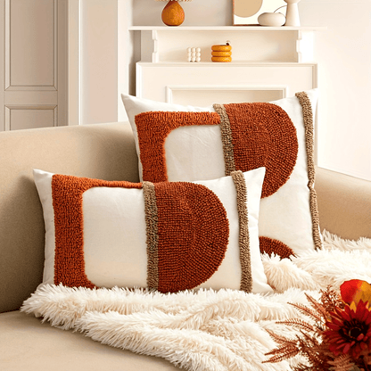 2 pièces : Housse de coussin velours géométrique abstraite avec rembourrage