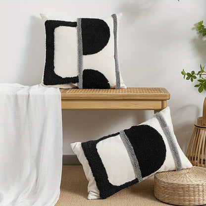 2 pièces : Housse de coussin velours géométrique abstraite avec rembourrage