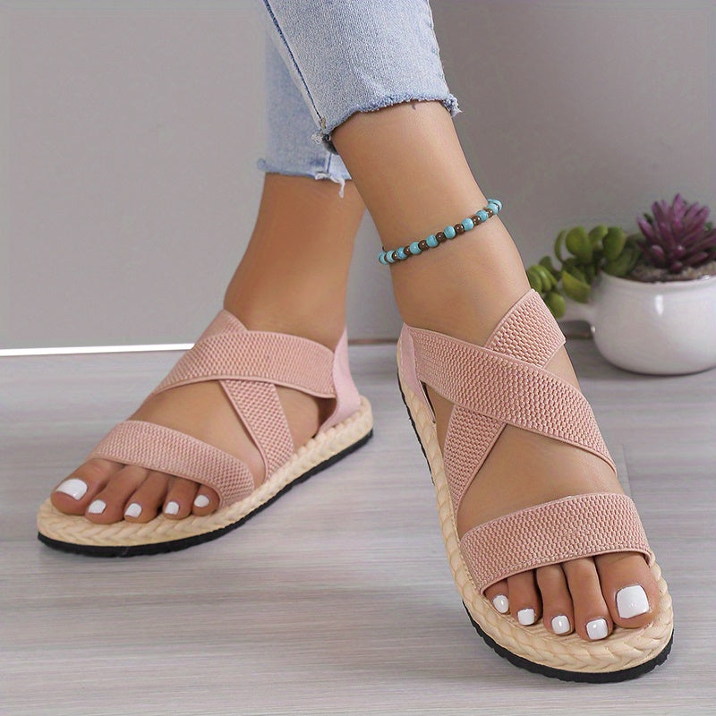 Sandales plates pour femmes à brides croisées – Confortables pour plein air et plage