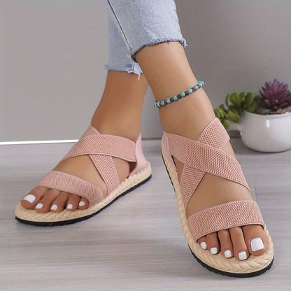 Sandales plates pour femmes à brides croisées – Confortables pour plein air et plage