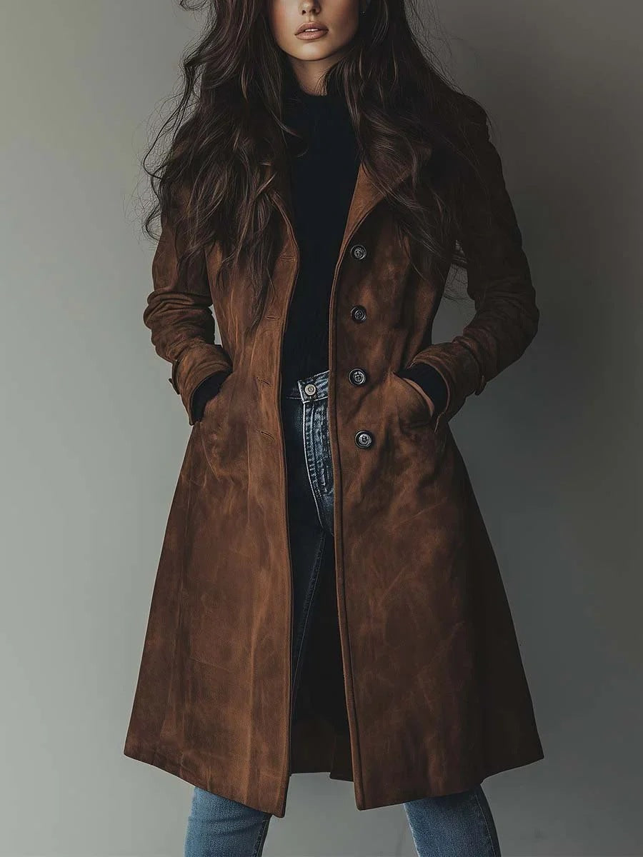 Manteau Trench en Suède Vintage