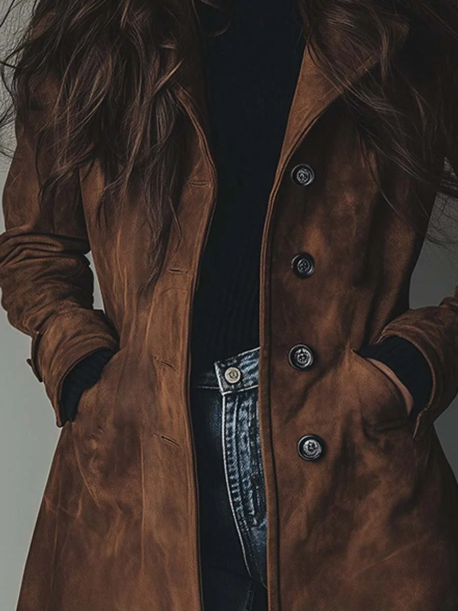 Manteau Trench en Suède Vintage