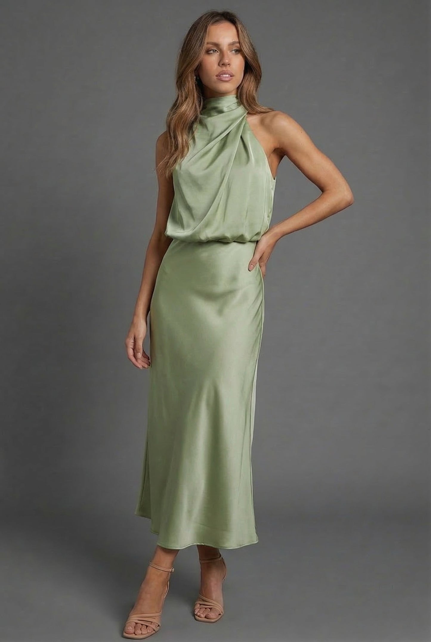 Élégance en satin à col licou pour toutes les occasions
